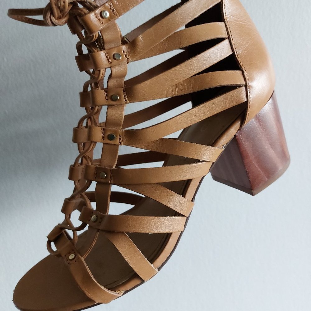 ALDO "Myssi" Women's Laced Up Open Toe Gladiator Sandals - Camel - Size 7.5 M